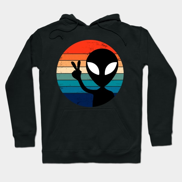 Funny Alien Retro Sunset Hoodie by ShopBuzz